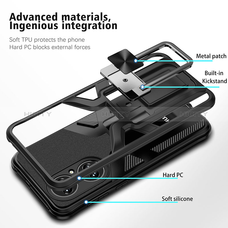 Custodia Silicone e Plastica Opaca Cover con Magnetico Anello Supporto ZL1 per Huawei P50 Pro