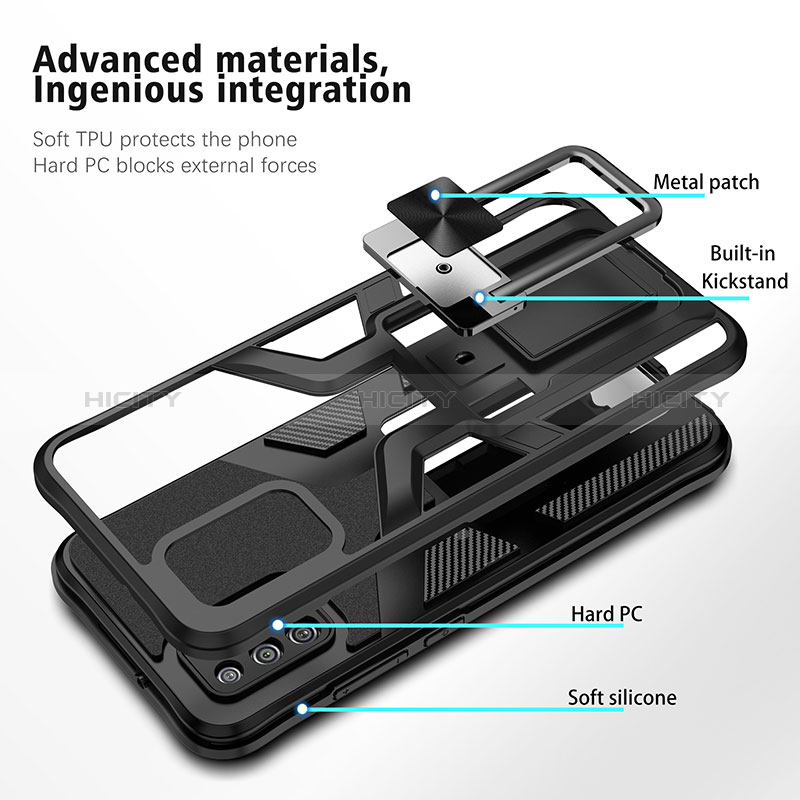 Custodia Silicone e Plastica Opaca Cover con Magnetico Anello Supporto ZL1 per Samsung Galaxy A02s