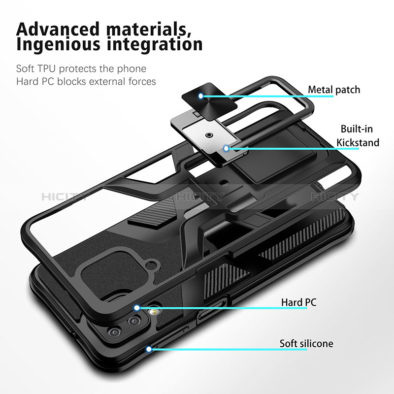 Custodia Silicone e Plastica Opaca Cover con Magnetico Anello Supporto ZL1 per Samsung Galaxy A12