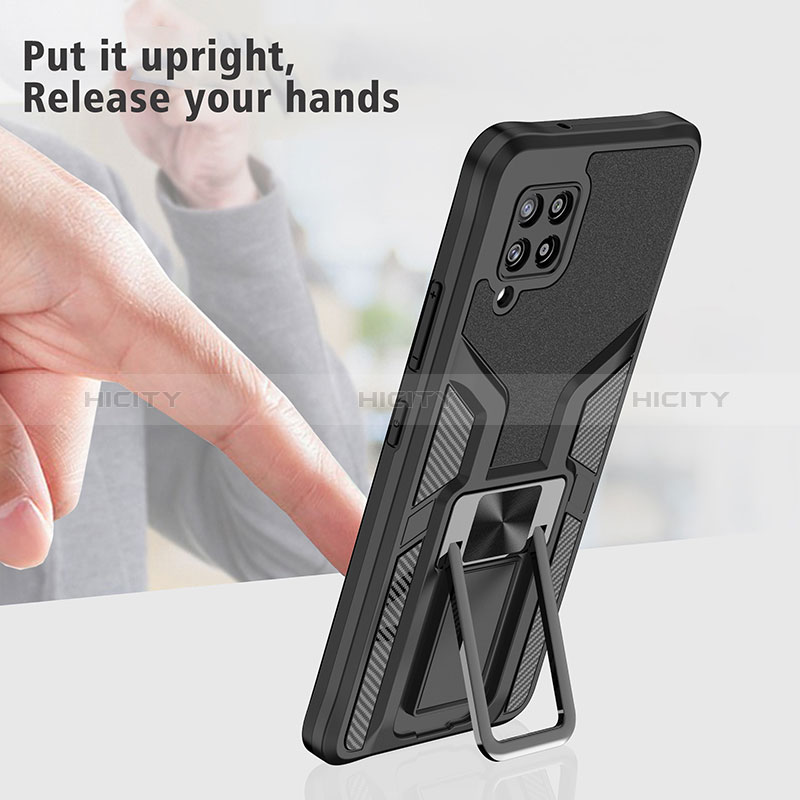 Custodia Silicone e Plastica Opaca Cover con Magnetico Anello Supporto ZL1 per Samsung Galaxy A42 5G