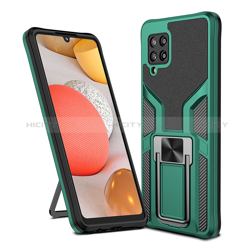 Custodia Silicone e Plastica Opaca Cover con Magnetico Anello Supporto ZL1 per Samsung Galaxy A42 5G Verde