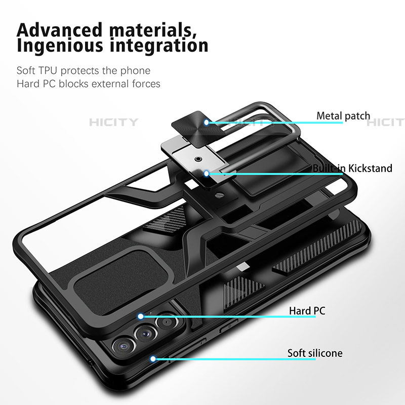 Custodia Silicone e Plastica Opaca Cover con Magnetico Anello Supporto ZL1 per Samsung Galaxy A72 5G