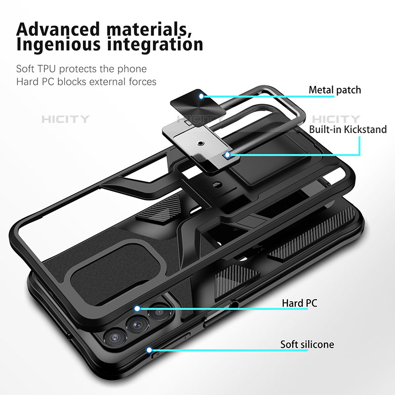 Custodia Silicone e Plastica Opaca Cover con Magnetico Anello Supporto ZL1 per Samsung Galaxy M32 5G