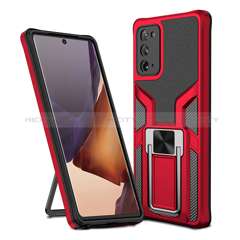 Custodia Silicone e Plastica Opaca Cover con Magnetico Anello Supporto ZL1 per Samsung Galaxy Note 20 5G Rosso