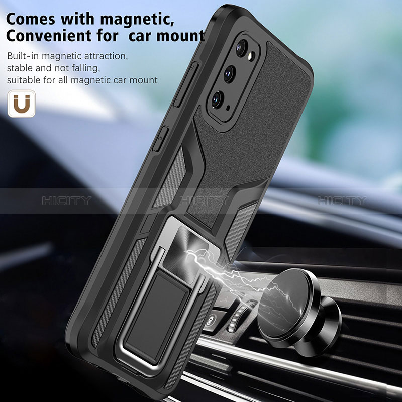 Custodia Silicone e Plastica Opaca Cover con Magnetico Anello Supporto ZL1 per Samsung Galaxy S20