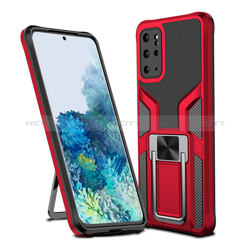 Custodia Silicone e Plastica Opaca Cover con Magnetico Anello Supporto ZL1 per Samsung Galaxy S20 Plus Rosso
