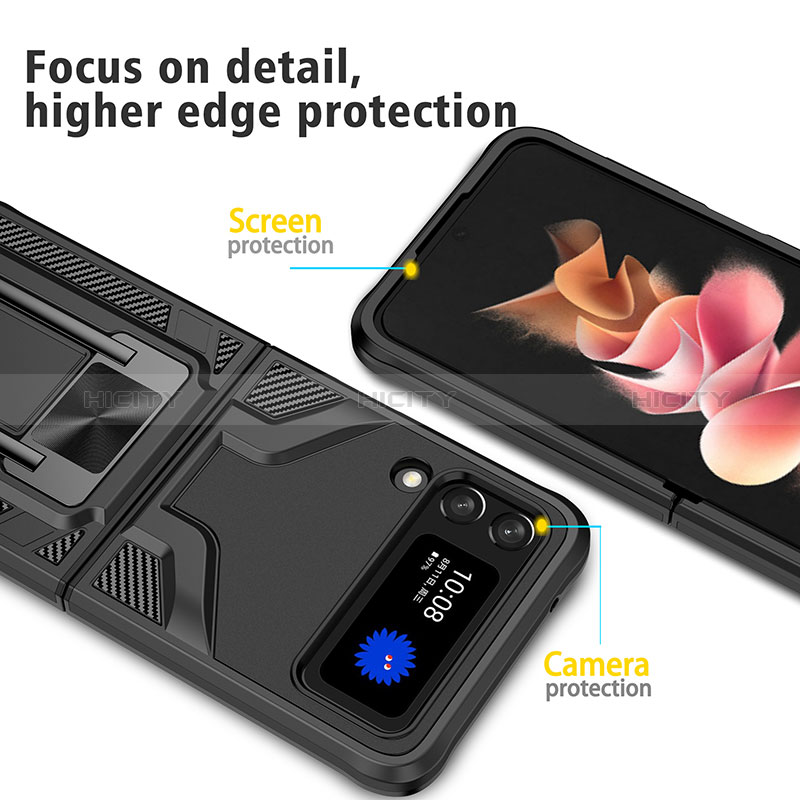 Custodia Silicone e Plastica Opaca Cover con Magnetico Anello Supporto ZL1 per Samsung Galaxy Z Flip3 5G