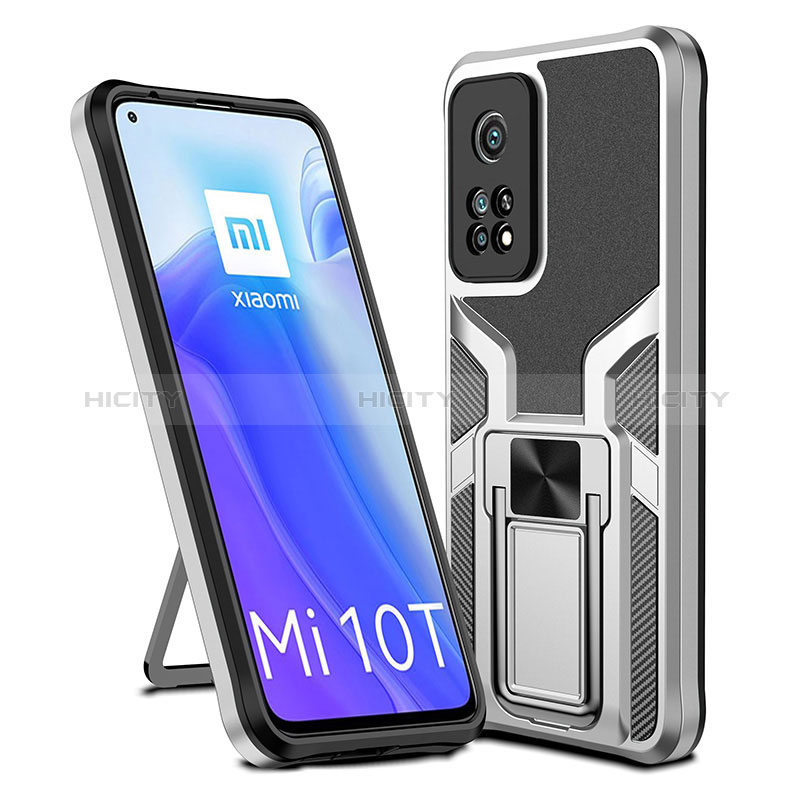 Custodia Silicone e Plastica Opaca Cover con Magnetico Anello Supporto ZL1 per Xiaomi Mi 10T 5G