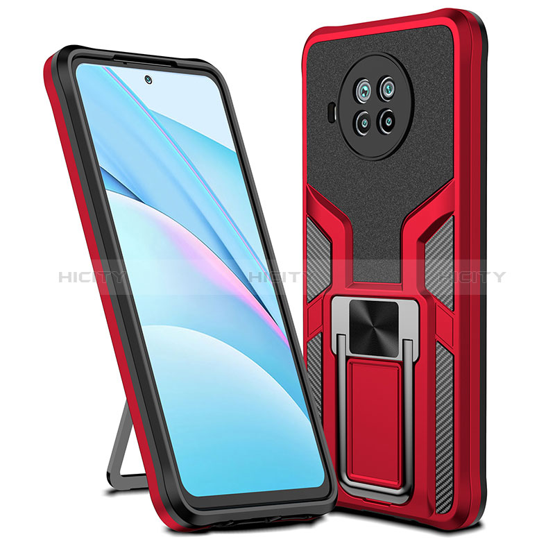 Custodia Silicone e Plastica Opaca Cover con Magnetico Anello Supporto ZL1 per Xiaomi Mi 10T Lite 5G Rosso