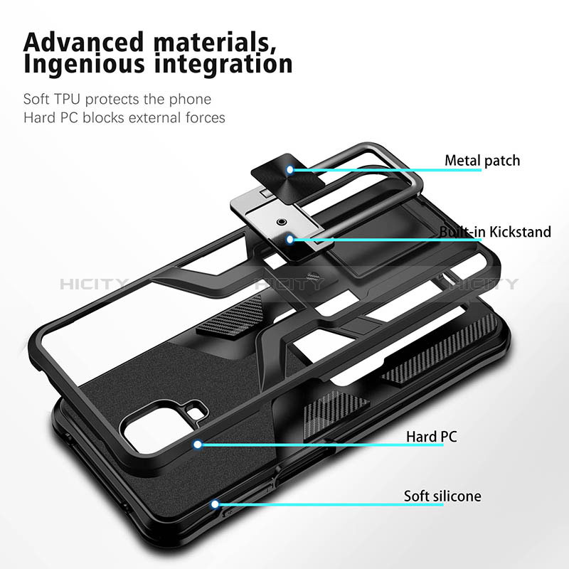 Custodia Silicone e Plastica Opaca Cover con Magnetico Anello Supporto ZL1 per Xiaomi Poco M2 Pro