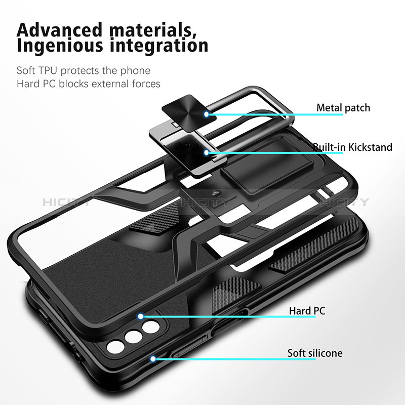 Custodia Silicone e Plastica Opaca Cover con Magnetico Anello Supporto ZL1 per Xiaomi Poco M3
