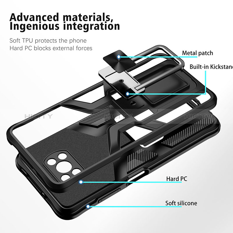 Custodia Silicone e Plastica Opaca Cover con Magnetico Anello Supporto ZL1 per Xiaomi Poco X3