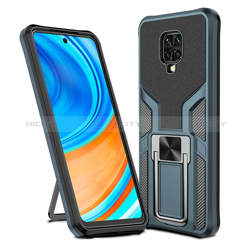 Custodia Silicone e Plastica Opaca Cover con Magnetico Anello Supporto ZL1 per Xiaomi Redmi Note 9 Pro