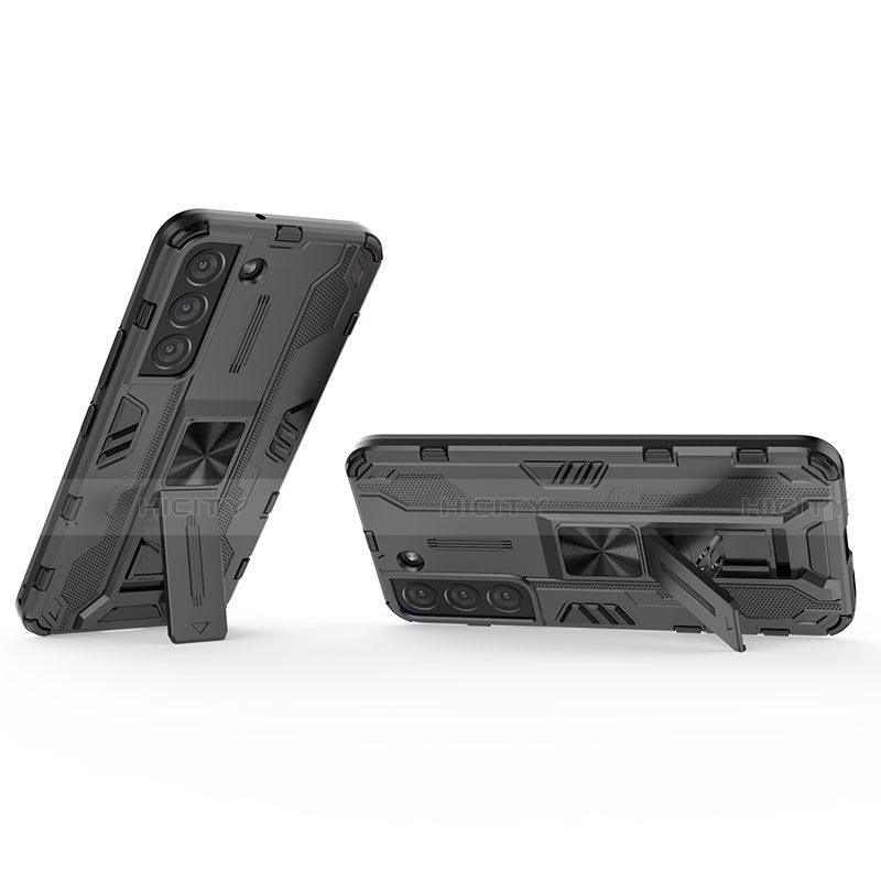 Custodia Silicone e Plastica Opaca Cover con Magnetico Supporto A01 per Samsung Galaxy S21 5G