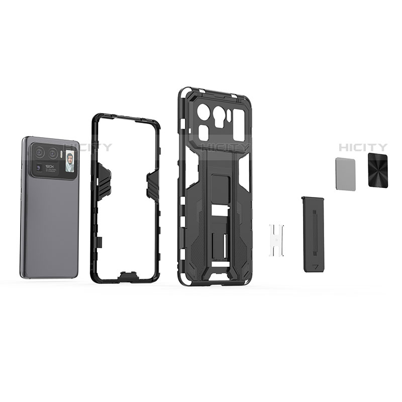 Custodia Silicone e Plastica Opaca Cover con Magnetico Supporto A01 per Xiaomi Mi 11 Ultra 5G