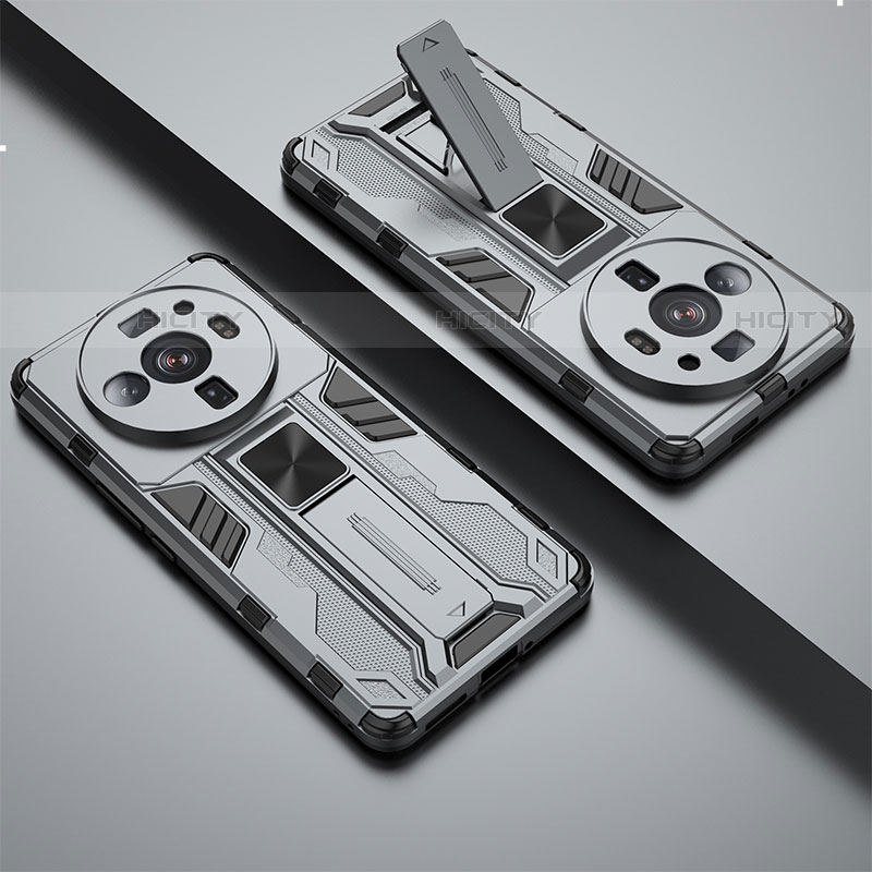 Custodia Silicone e Plastica Opaca Cover con Magnetico Supporto A01 per Xiaomi Mi 12 Ultra 5G
