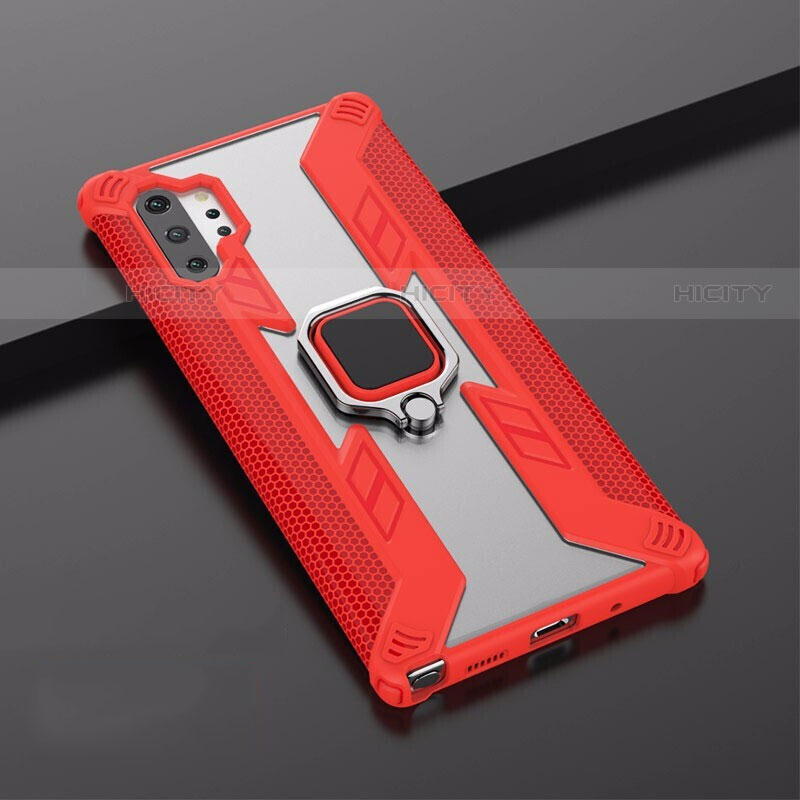 Custodia Silicone e Plastica Opaca Cover con Magnetico Supporto A02 per Samsung Galaxy Note 10 Plus 5G Rosso