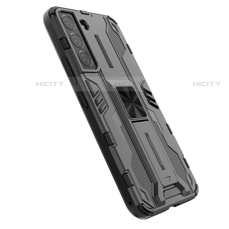 Custodia Silicone e Plastica Opaca Cover con Magnetico Supporto A02 per Samsung Galaxy S21 Plus 5G