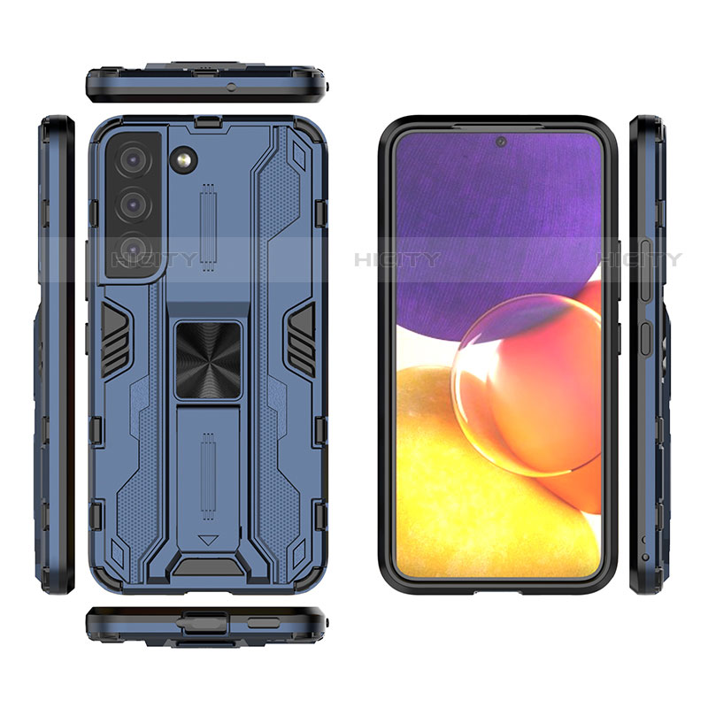 Custodia Silicone e Plastica Opaca Cover con Magnetico Supporto A02 per Samsung Galaxy S22 Plus 5G