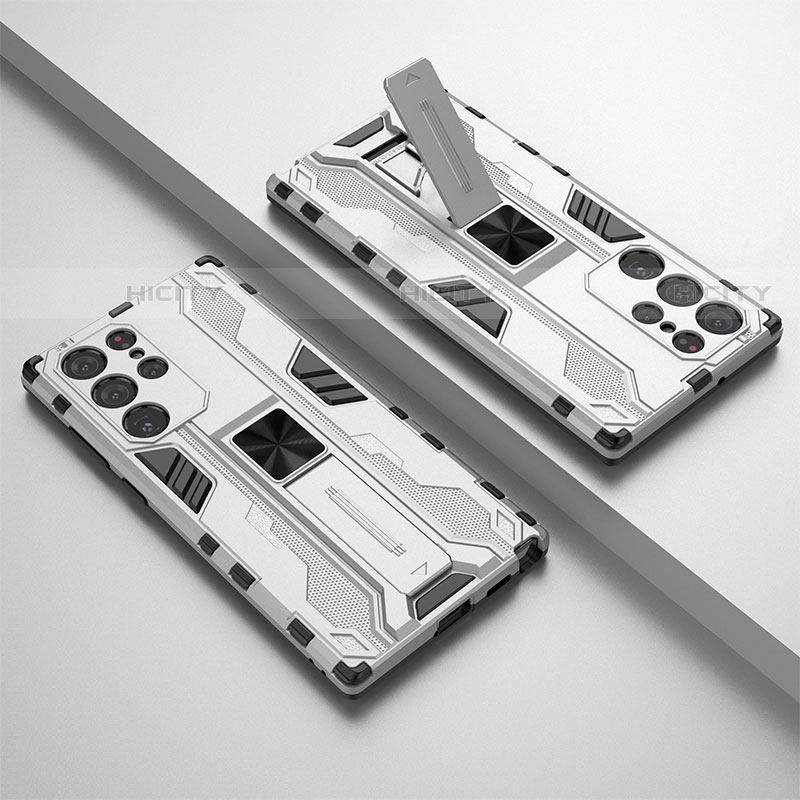 Custodia Silicone e Plastica Opaca Cover con Magnetico Supporto A02 per Samsung Galaxy S23 Ultra 5G