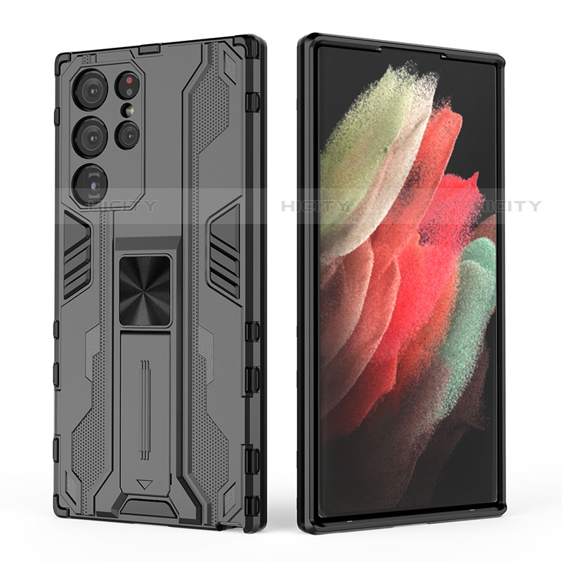 Custodia Silicone e Plastica Opaca Cover con Magnetico Supporto A02 per Samsung Galaxy S23 Ultra 5G