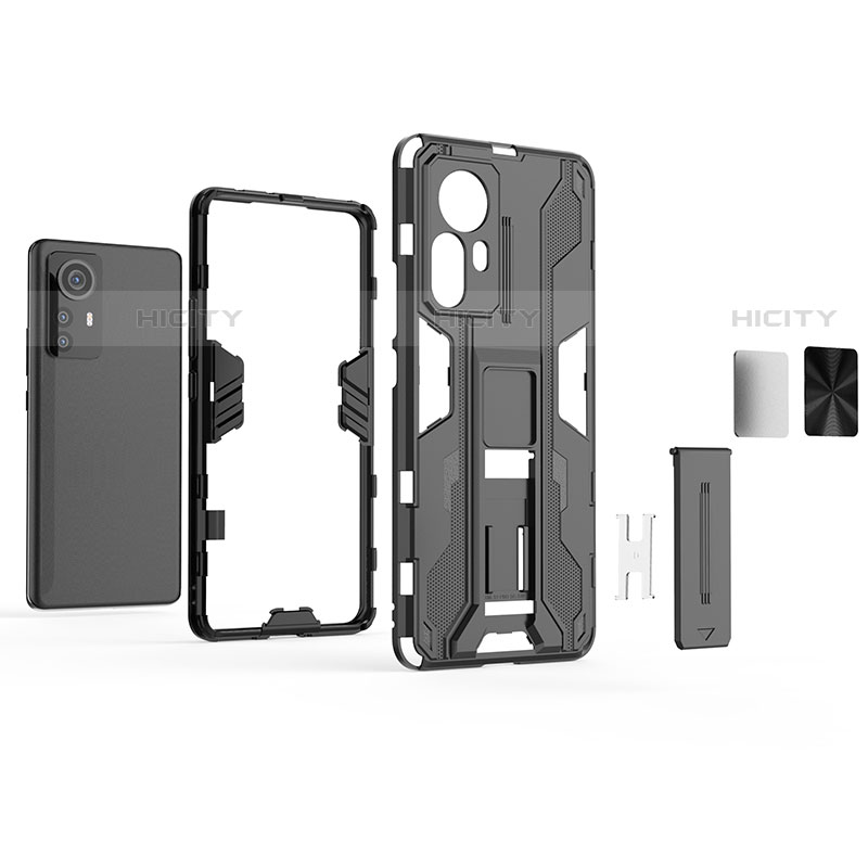 Custodia Silicone e Plastica Opaca Cover con Magnetico Supporto A02 per Xiaomi Mi 12S Pro 5G