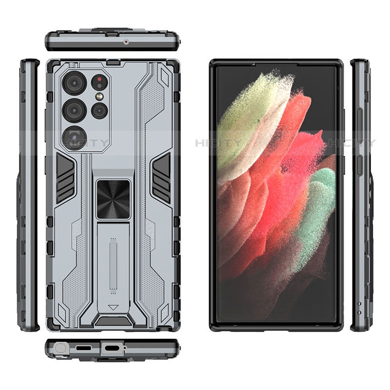 Custodia Silicone e Plastica Opaca Cover con Magnetico Supporto A03 per Samsung Galaxy S23 Ultra 5G