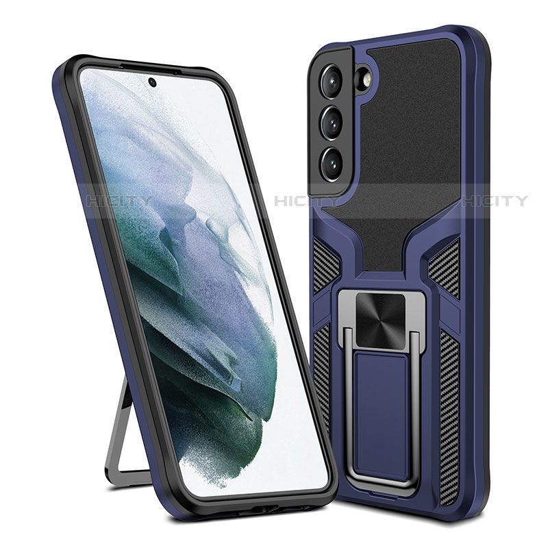 Custodia Silicone e Plastica Opaca Cover con Magnetico Supporto A05 per Samsung Galaxy S21 5G