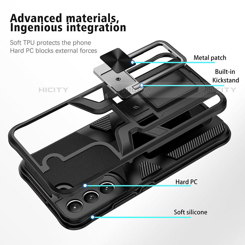 Custodia Silicone e Plastica Opaca Cover con Magnetico Supporto A05 per Samsung Galaxy S21 Plus 5G