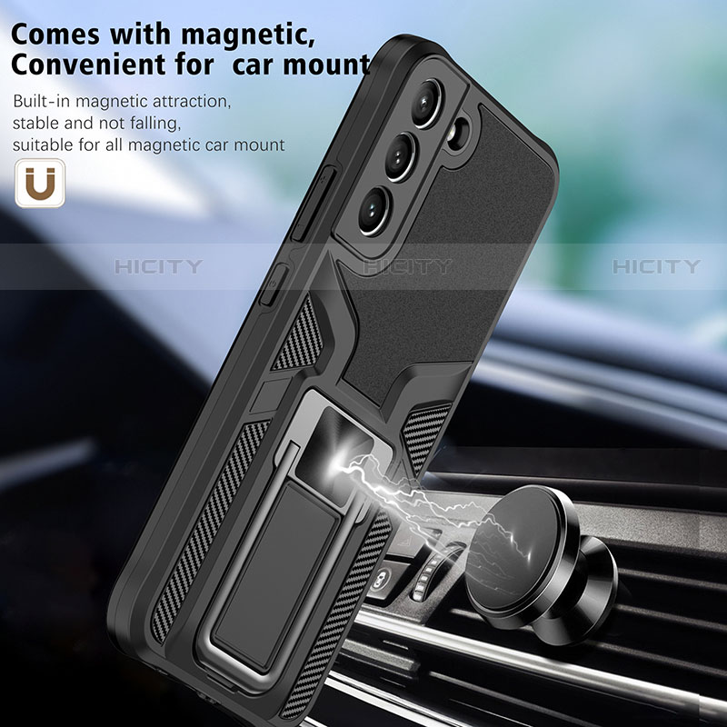 Custodia Silicone e Plastica Opaca Cover con Magnetico Supporto A05 per Samsung Galaxy S22 Plus 5G