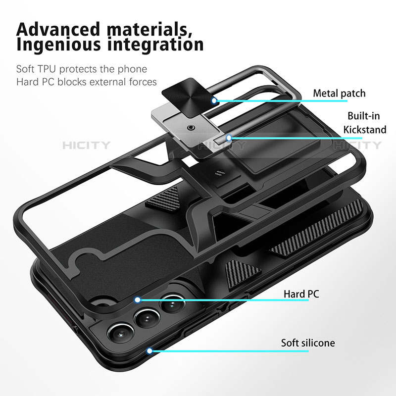 Custodia Silicone e Plastica Opaca Cover con Magnetico Supporto A05 per Samsung Galaxy S23 Plus 5G