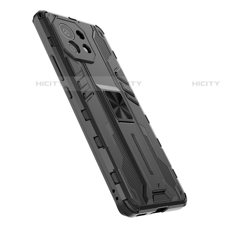 Custodia Silicone e Plastica Opaca Cover con Magnetico Supporto H01 per Xiaomi Mi 11 5G
