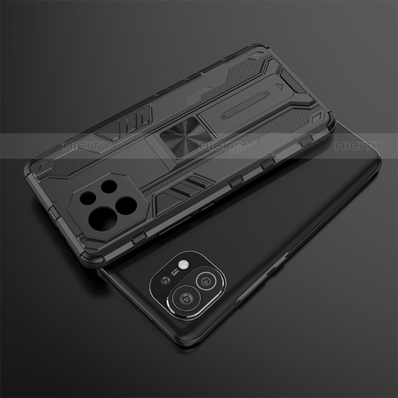 Custodia Silicone e Plastica Opaca Cover con Magnetico Supporto H01 per Xiaomi Mi 11 Lite 5G