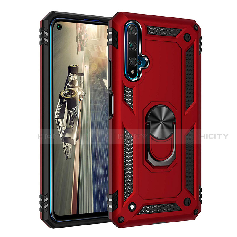 Custodia Silicone e Plastica Opaca Cover con Magnetico Supporto K01 per Huawei Honor 20S Rosso