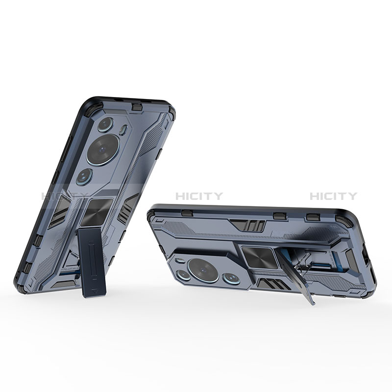 Custodia Silicone e Plastica Opaca Cover con Magnetico Supporto KC1 per Huawei P60 Art