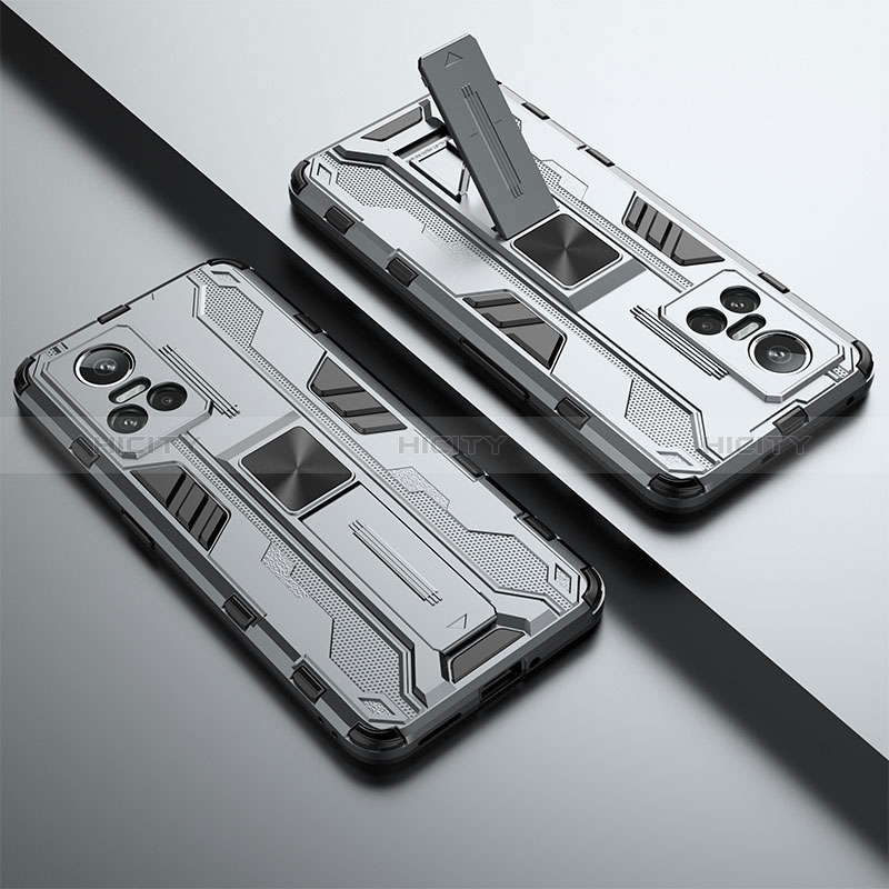 Custodia Silicone e Plastica Opaca Cover con Magnetico Supporto KC1 per Realme GT Neo3 5G