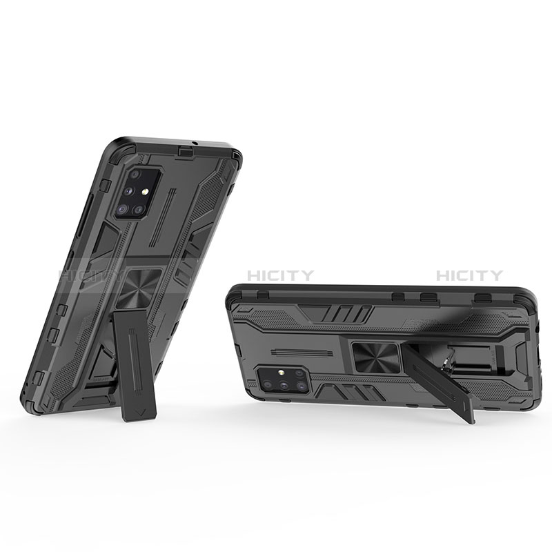 Custodia Silicone e Plastica Opaca Cover con Magnetico Supporto KC1 per Samsung Galaxy A51 4G