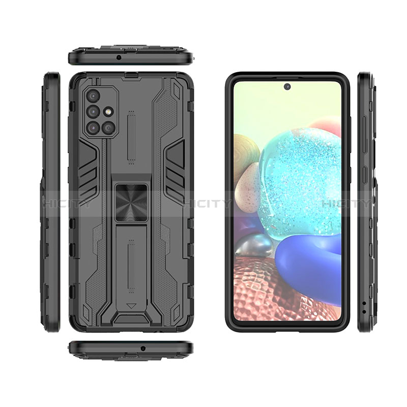 Custodia Silicone e Plastica Opaca Cover con Magnetico Supporto KC1 per Samsung Galaxy A71 5G