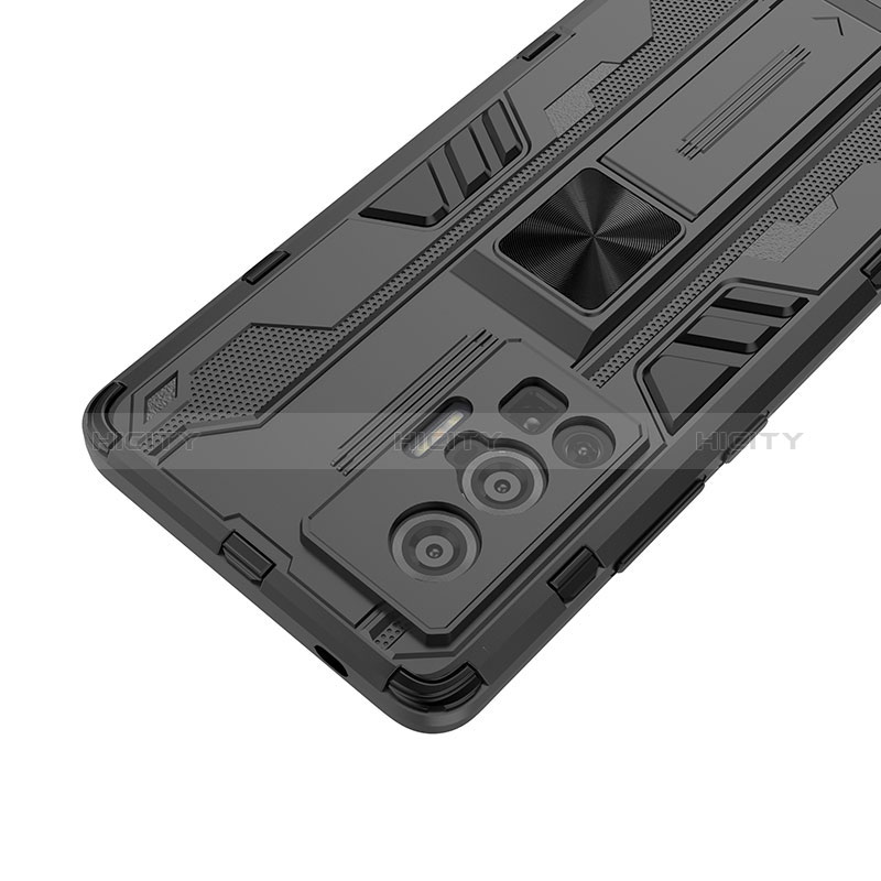 Custodia Silicone e Plastica Opaca Cover con Magnetico Supporto KC1 per Vivo X70 Pro 5G