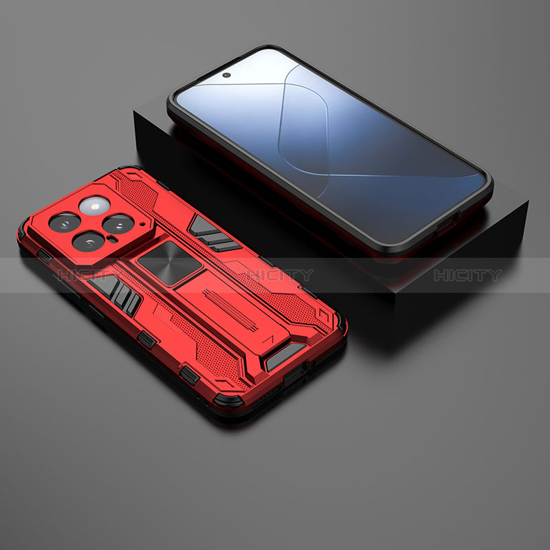 Custodia Silicone e Plastica Opaca Cover con Magnetico Supporto KC1 per Xiaomi Mi 14 5G