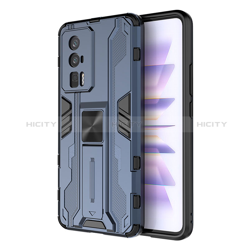 Custodia Silicone e Plastica Opaca Cover con Magnetico Supporto KC1 per Xiaomi Poco F5 Pro 5G