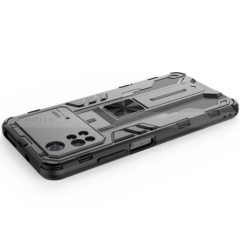Custodia Silicone e Plastica Opaca Cover con Magnetico Supporto KC1 per Xiaomi Poco M4 Pro 4G