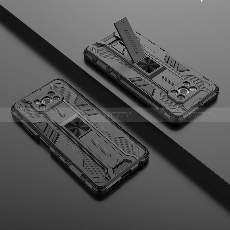 Custodia Silicone e Plastica Opaca Cover con Magnetico Supporto KC1 per Xiaomi Poco X3 Pro