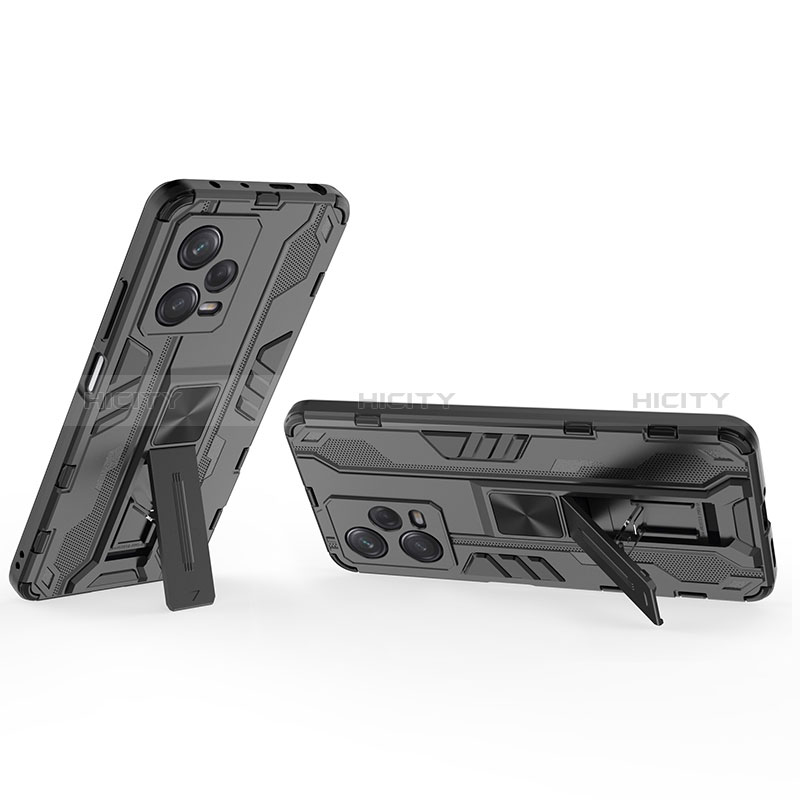 Custodia Silicone e Plastica Opaca Cover con Magnetico Supporto KC1 per Xiaomi Redmi Note 12 Pro 5G