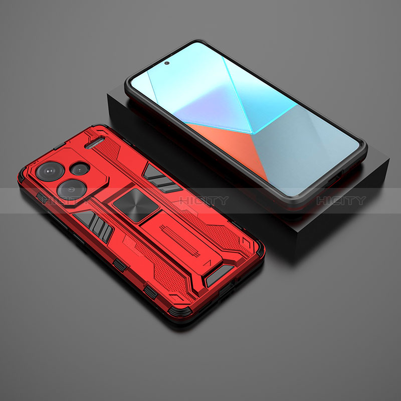 Custodia Silicone e Plastica Opaca Cover con Magnetico Supporto KC1 per Xiaomi Redmi Note 13 Pro+ Plus 5G