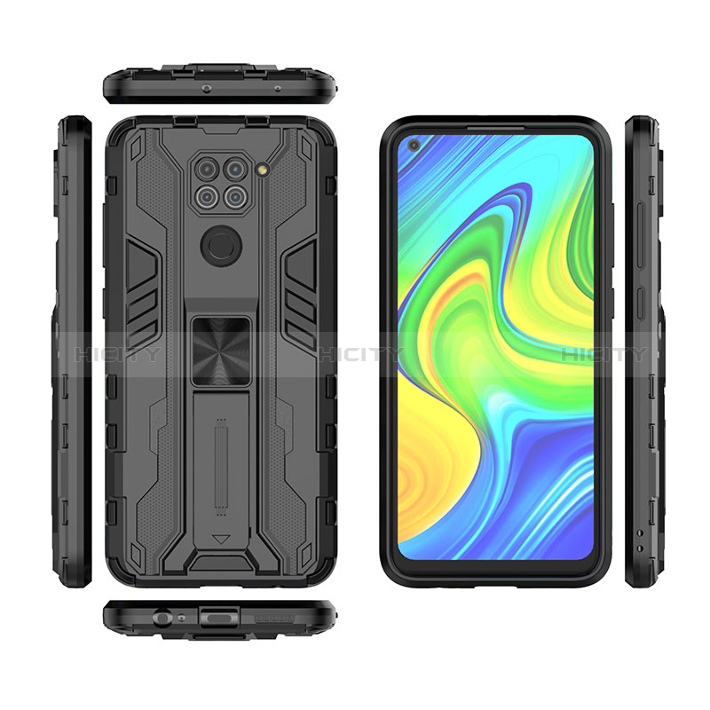 Custodia Silicone e Plastica Opaca Cover con Magnetico Supporto KC1 per Xiaomi Redmi Note 9