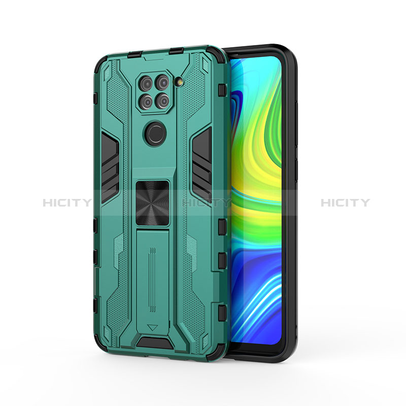 Custodia Silicone e Plastica Opaca Cover con Magnetico Supporto KC1 per Xiaomi Redmi Note 9