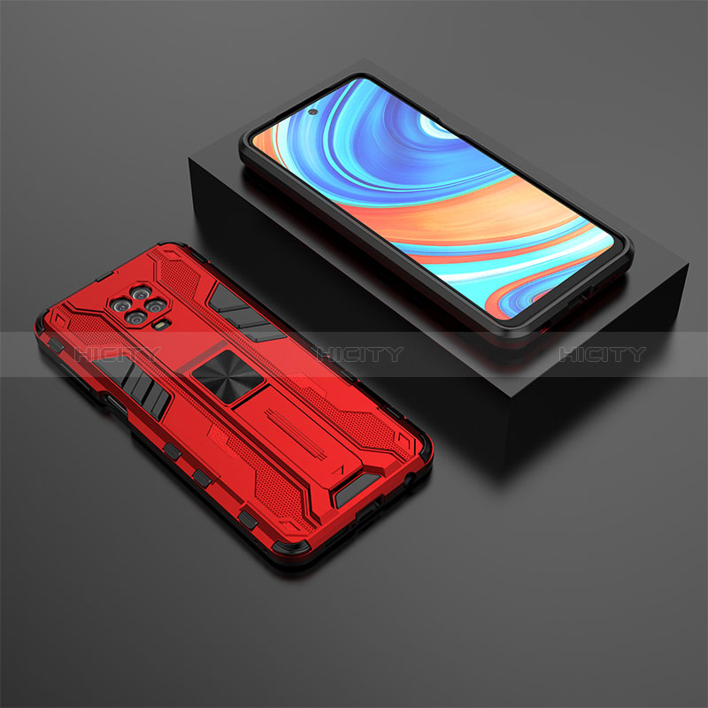 Custodia Silicone e Plastica Opaca Cover con Magnetico Supporto KC1 per Xiaomi Redmi Note 9 Pro