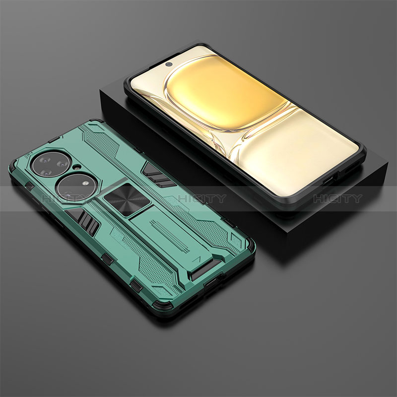 Custodia Silicone e Plastica Opaca Cover con Magnetico Supporto KC2 per Huawei P50 Pro