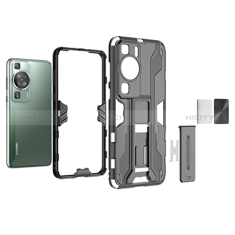 Custodia Silicone e Plastica Opaca Cover con Magnetico Supporto KC2 per Huawei P60